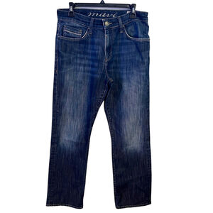 Mavi Jeans Matt Mens 32X32 Straight Leg Dark Vintage Wash Mid Rise Leg Fade